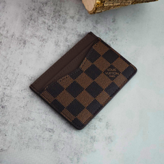 Designer Leather LV Card Holder Brown ( Made in Italy)