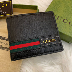 Designer Gucci Leather Men Wallet Black (Made In Italy)