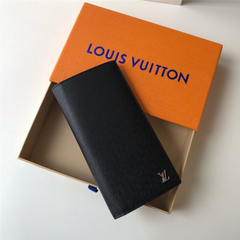 Designer LV Leather Men Long Wallet Black (Made in Italy)