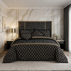 Elixir 5 Pcs Velvet Bedding Set Black
