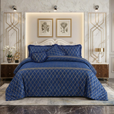 Elixir 5 Pcs Velvet Bedding Set Blue