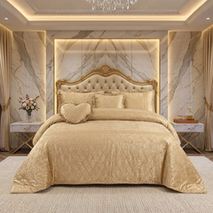 Elixir 5 Pcs Velvet Bedding Set Golden