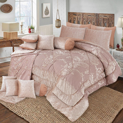 Elva 14 Pcs Palachi Bedding Set with Filled Comforter Pink
