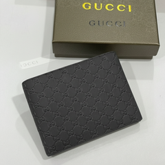 Gucci Premium Leather Bifold Men Wallet Black Textured (Made In Italy)