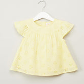 Juniors Schiffli Top with Cap Sleeves