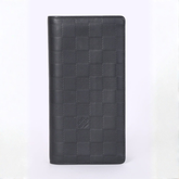 LV Leather Men Long Wallet Textured Black ( Made in Italy )