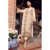 Laila Unstitched Embroided Lawn Suit Beige