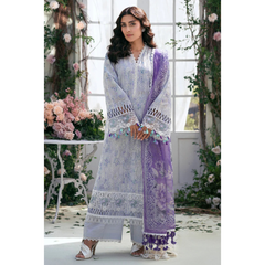Laila Unstitched Embroided Lawn Suit Purple
