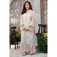 Laila Unstitched Embroided Lawn Suit White