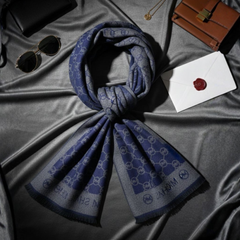 MK Wool Scarf Blue