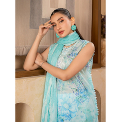 Naaz 3 PC Embroidered Unstitched Suit Ice Blue