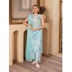 Naaz 3 PC Embroidered Unstitched Suit Ice Blue
