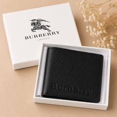 Premium Burberry Leather Bifold Men Wallet Black