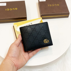 Premium Gucci Leather Bifold Men Wallet Black Textured ( Made In Italy )