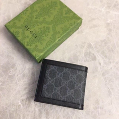 Premium Gucci Leather Bifold Men Wallet Black ( Made in Italy )