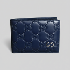 Premium Gucci Leather Bifold Men Wallet Blue ( Made in Italy )