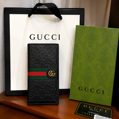 Premium Gucci Leather Men Long Wallet Black