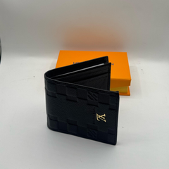 Premium LV Leather Bifold Men Wallet Black