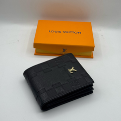 Premium LV Leather Bifold Men Wallet Black