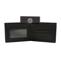 Premium Versace Leather Bifold Men Wallet Black ( Made in Italy )