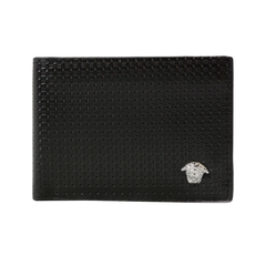 Premium Versace Leather Bifold Men Wallet Black ( Made in Italy )