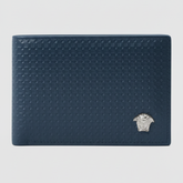 Premium Versace Leather Bifold Men Wallet Blue ( Made in Italy )