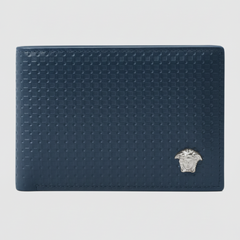 Premium Versace Leather Bifold Men Wallet Blue ( Made in Italy )