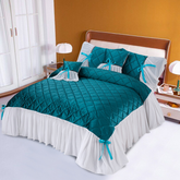 Pristine 5 Pcs Quilted Ruffle Set Velvet Zinc With Frill
