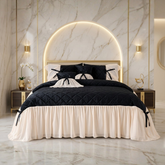 Pristine 5 Pcs Quilted Ruffle Set Velvet Black With Frill