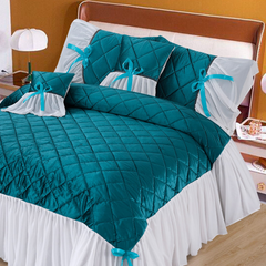 Pristine 5 Pcs Quilted Ruffle Set Velvet Zinc With Frill