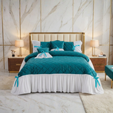 Pristine 5 Pcs Quilted Ruffle Set Velvet Zinc With Frill