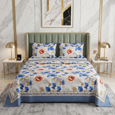 Quirky 3 Pcs Floral Bedding Set Blue