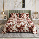 Quirky 3 Pcs Floral Bedding Set Brown