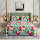 Quirky 3 Pcs Floral Bedding Set Green