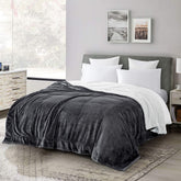 Sherpa Fleece Blanket Charcoal Extra Warm for Winter ( 2000 GSM )
