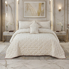 Sonorous 5 Pcs Off White Bed Spread Set Palachi