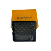 Designer LV Leather Bifold Men Wallet Black Textured