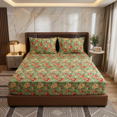 Waterproof Mattress Protector Floral Green