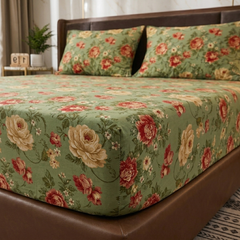 Waterproof Mattress Protector Floral Green