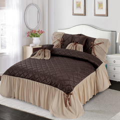 Pristine Quilted Ruffle Set Velvet Brown with Frill