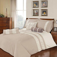 6 Pcs Splendid Brown Bed Sheet Set With Quilt, Pillow And Cushions Covers