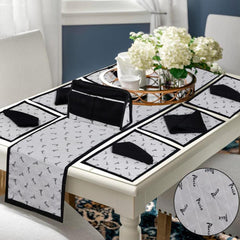 14 Pcs Quilted Table Runner Set Arlette Grey