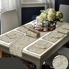 14 Pcs Quilted Table Runner Set Bistro Brown