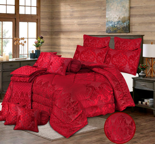 Holton 14 Pcs Palachi Velvet Red Bedding Set with Filled Comforter 1280