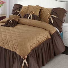 5 Pcs Pristine Frill Ruffle Bedding Set Brown