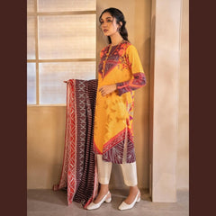 Limelight 3 Pcs Unstitched Printed Lawn Suit Yellow