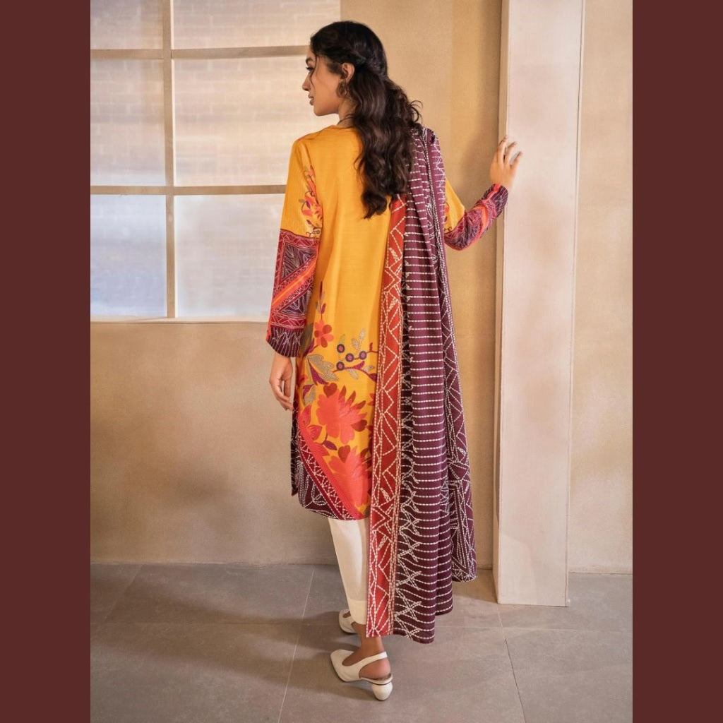 Limelight 3 Pcs Unstitched Printed Lawn Suit Yellow