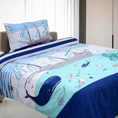 2 Pcs Cotton Blue Bed Sheet Ship