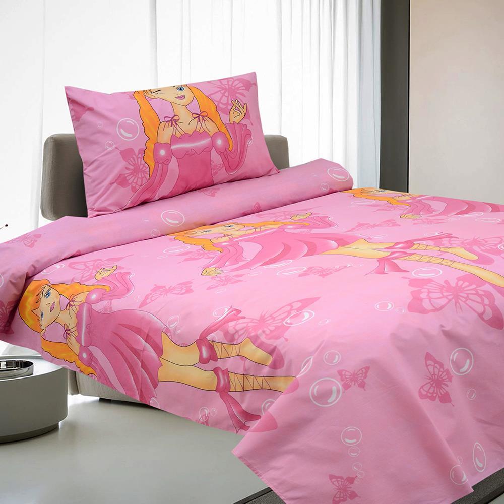 2 Pcs Cotton Pink Bed Sheet Barbie