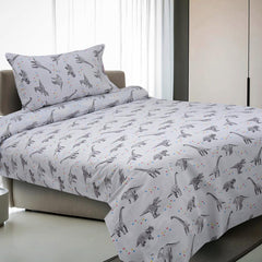 2 Pcs Cotton White Bed Sheet Dino